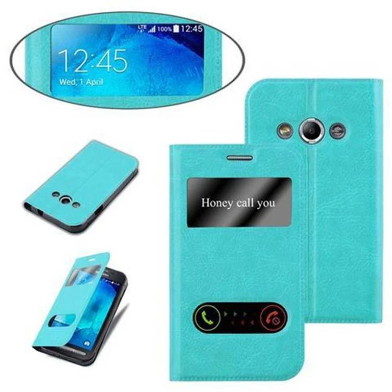 Cadorabo Hülle kompatibel mit Samsung Galaxy XCover 3 Schutzhülle mit Magnetverschluss, Standfunktion und 2 Sichtfenstern