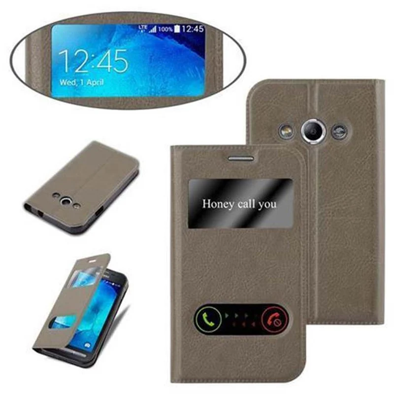 Cadorabo Hülle kompatibel mit Samsung Galaxy XCover 3 Schutzhülle mit Magnetverschluss, Standfunktion und 2 Sichtfenstern