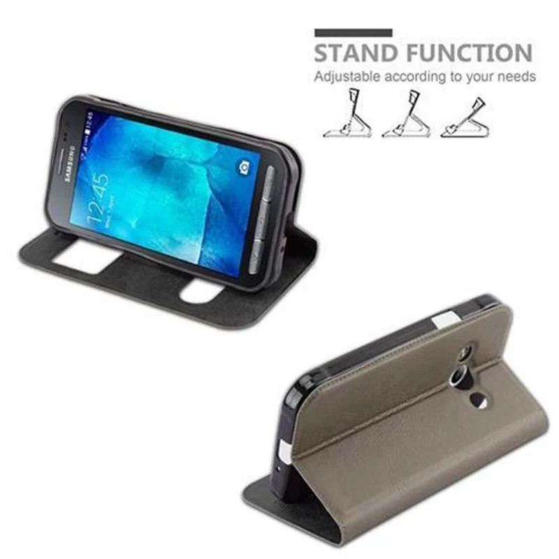Cadorabo Hülle kompatibel mit Samsung Galaxy XCover 3 Schutzhülle mit Magnetverschluss, Standfunktion und 2 Sichtfenstern