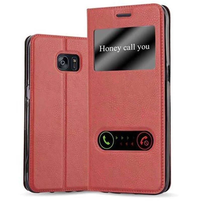 Cadorabo Hülle kompatibel mit Samsung Galaxy S7 EDGE Schutzhülle mit Magnetverschluss, Standfunktion und 2 Sichtfenstern