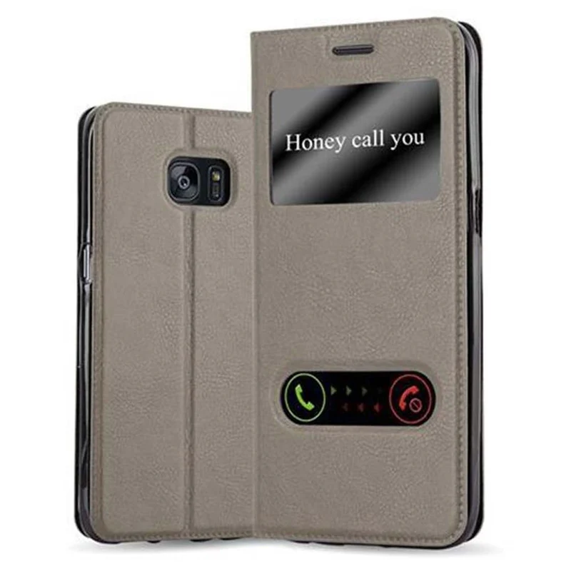 Cadorabo Hülle kompatibel mit Samsung Galaxy S7 EDGE Schutzhülle mit Magnetverschluss, Standfunktion und 2 Sichtfenstern