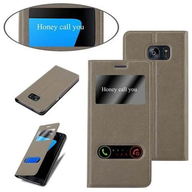 Cadorabo Hülle kompatibel mit Samsung Galaxy S7 EDGE Schutzhülle mit Magnetverschluss, Standfunktion und 2 Sichtfenstern