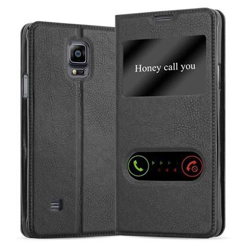 Cadorabo Hülle kompatibel mit Samsung Galaxy NOTE 4 Schutzhülle mit Magnetverschluss, Standfunktion und 2 Sichtfenstern