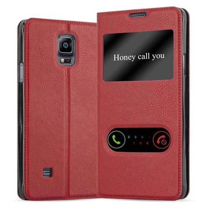 Cadorabo Hülle kompatibel mit Samsung Galaxy NOTE 4 Schutzhülle mit Magnetverschluss, Standfunktion und 2 Sichtfenstern