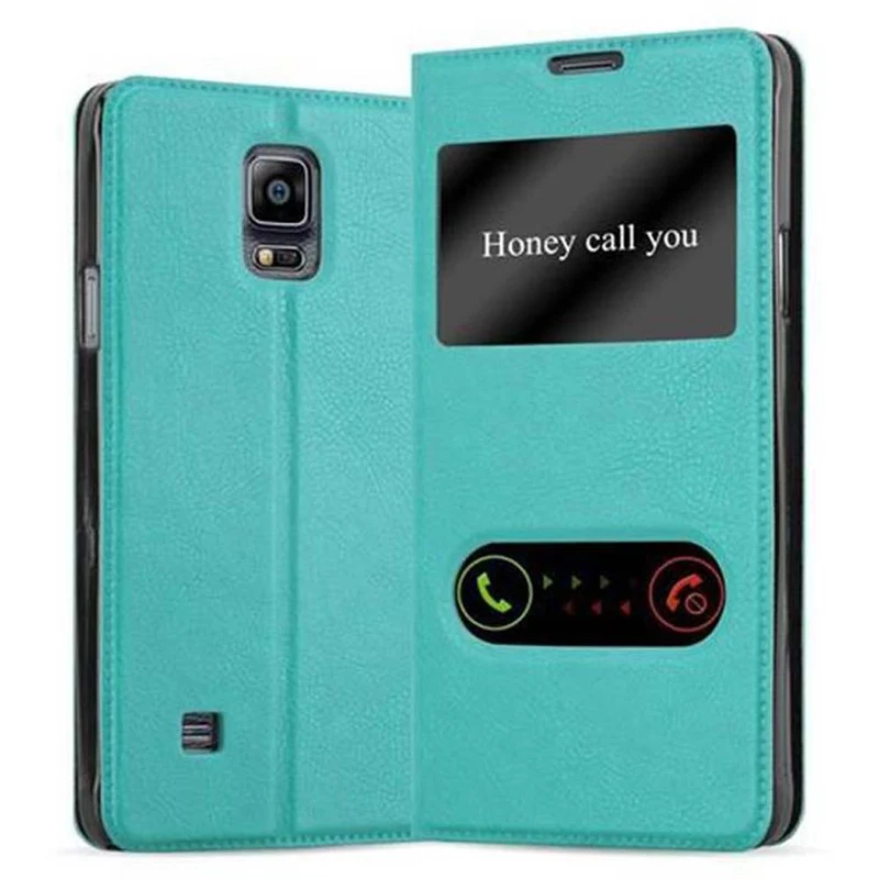 Cadorabo Hülle kompatibel mit Samsung Galaxy NOTE 4 Schutzhülle mit Magnetverschluss, Standfunktion und 2 Sichtfenstern