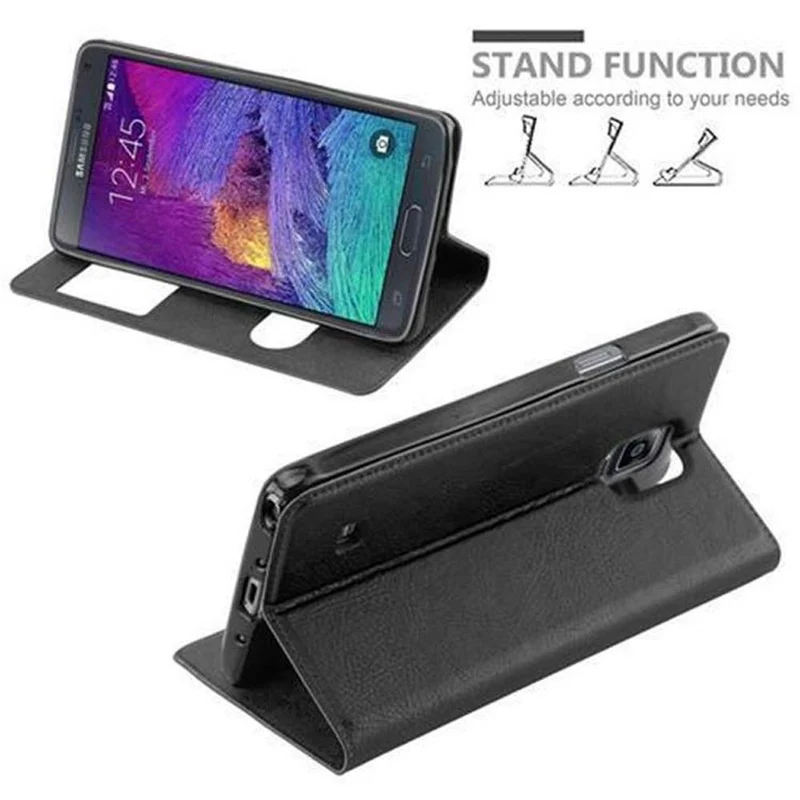 Cadorabo Hülle kompatibel mit Samsung Galaxy NOTE 4 Schutzhülle mit Magnetverschluss, Standfunktion und 2 Sichtfenstern