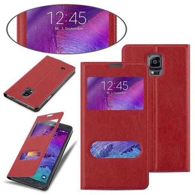 Cadorabo Hülle kompatibel mit Samsung Galaxy NOTE 4 Schutzhülle mit Magnetverschluss, Standfunktion und 2 Sichtfenstern