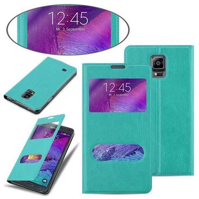 Cadorabo Hülle kompatibel mit Samsung Galaxy NOTE 4 Schutzhülle mit Magnetverschluss, Standfunktion und 2 Sichtfenstern
