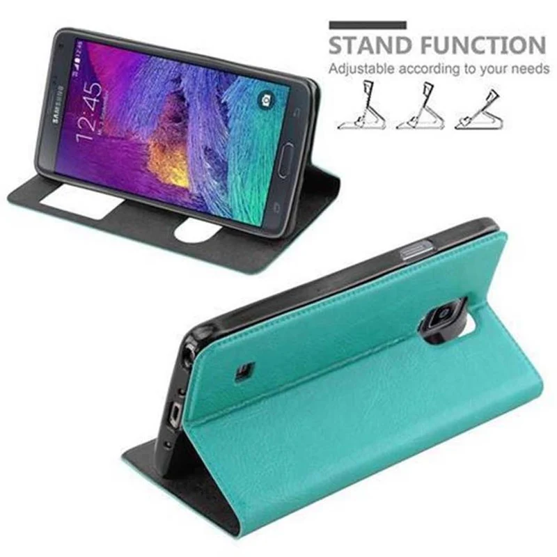 Cadorabo Hülle kompatibel mit Samsung Galaxy NOTE 4 Schutzhülle mit Magnetverschluss, Standfunktion und 2 Sichtfenstern