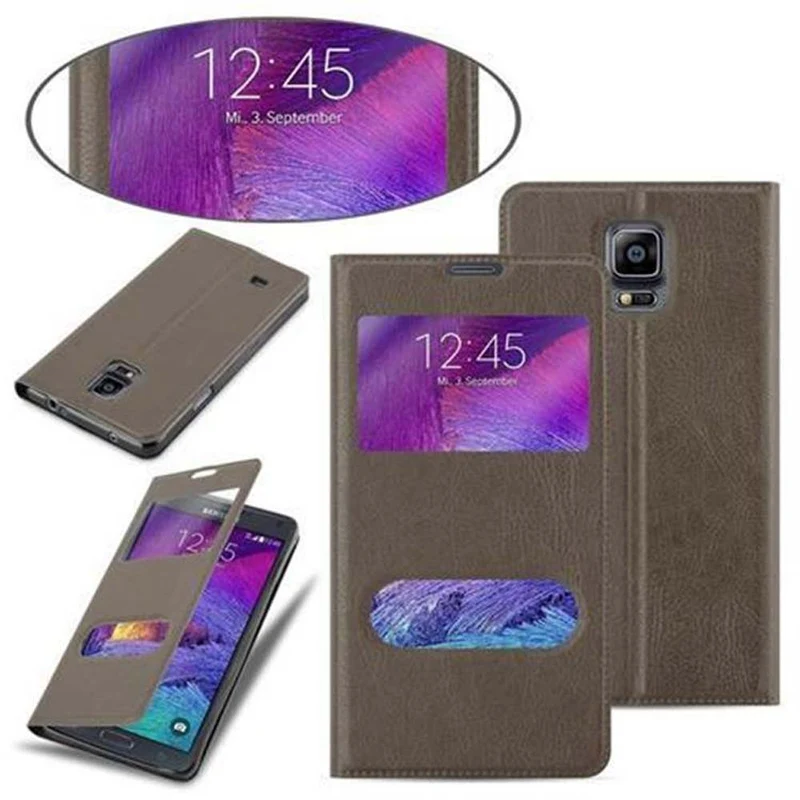 Cadorabo Hülle kompatibel mit Samsung Galaxy NOTE 4 Schutzhülle mit Magnetverschluss, Standfunktion und 2 Sichtfenstern