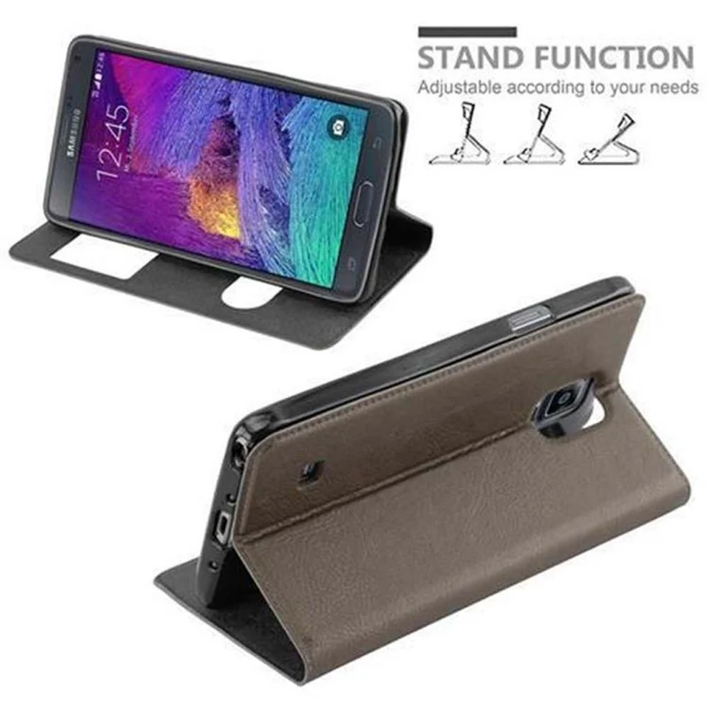 Cadorabo Hülle kompatibel mit Samsung Galaxy NOTE 4 Schutzhülle mit Magnetverschluss, Standfunktion und 2 Sichtfenstern
