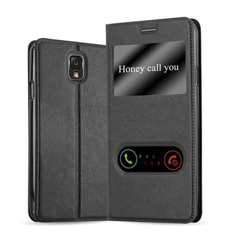 Cadorabo Hülle kompatibel mit Samsung Galaxy NOTE 3 Schutzhülle mit Magnetverschluss, Standfunktion und 2 Sichtfenstern