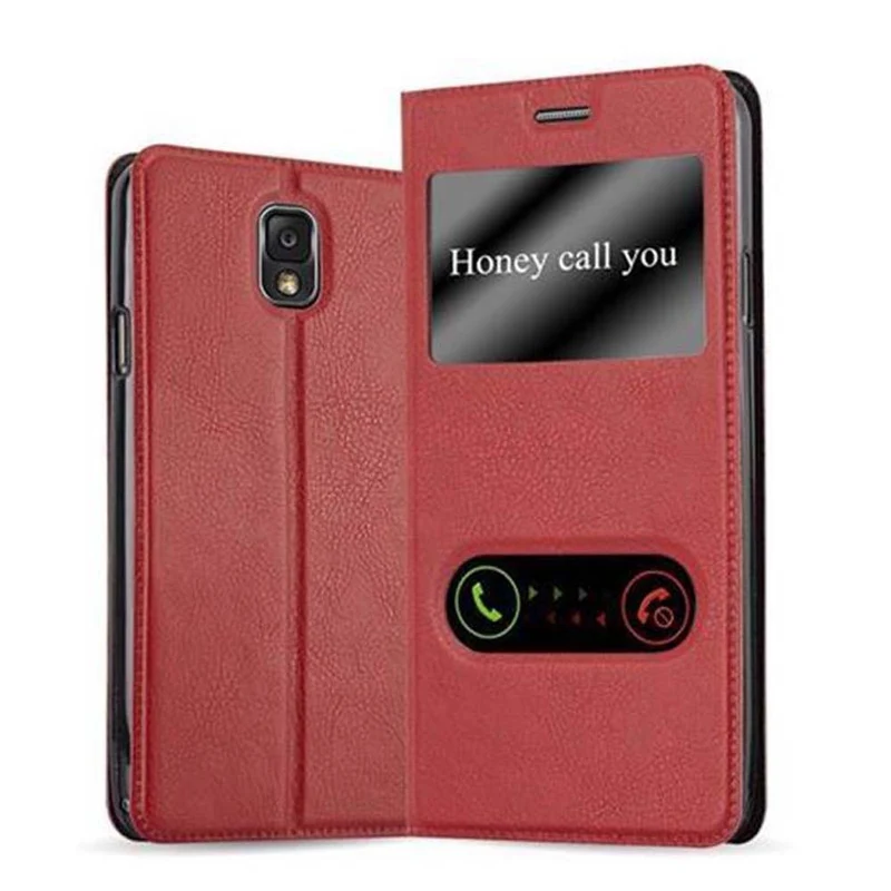 Cadorabo Hülle kompatibel mit Samsung Galaxy NOTE 3 Schutzhülle mit Magnetverschluss, Standfunktion und 2 Sichtfenstern