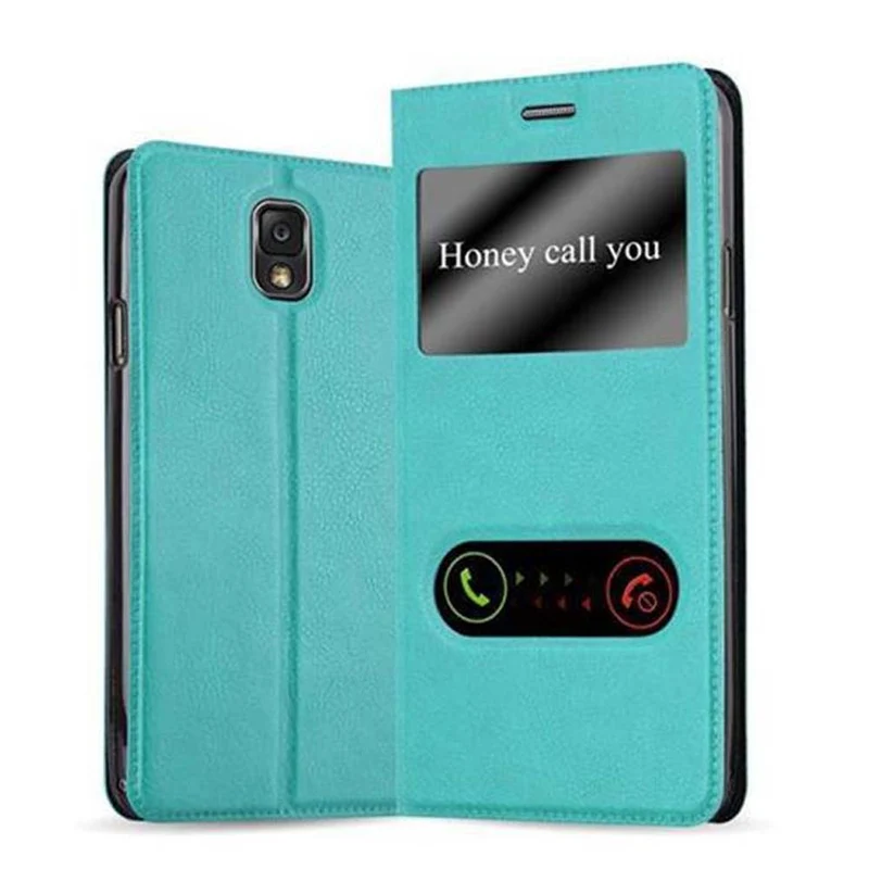 Cadorabo Hülle kompatibel mit Samsung Galaxy NOTE 3 Schutzhülle mit Magnetverschluss, Standfunktion und 2 Sichtfenstern