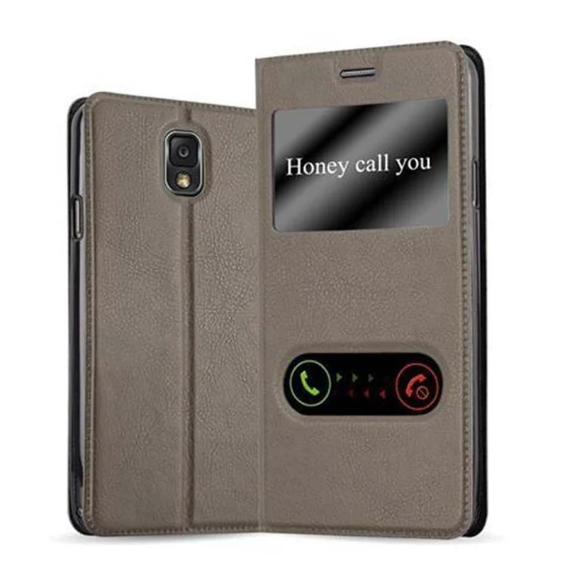 Cadorabo Hülle kompatibel mit Samsung Galaxy NOTE 3 Schutzhülle mit Magnetverschluss, Standfunktion und 2 Sichtfenstern