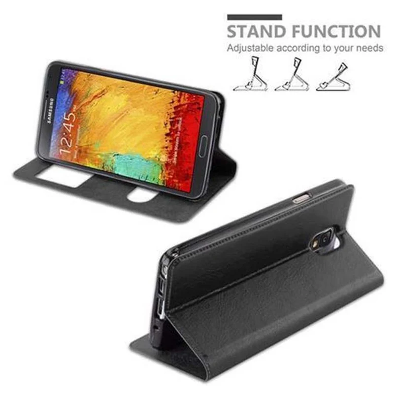Cadorabo Hülle kompatibel mit Samsung Galaxy NOTE 3 Schutzhülle mit Magnetverschluss, Standfunktion und 2 Sichtfenstern