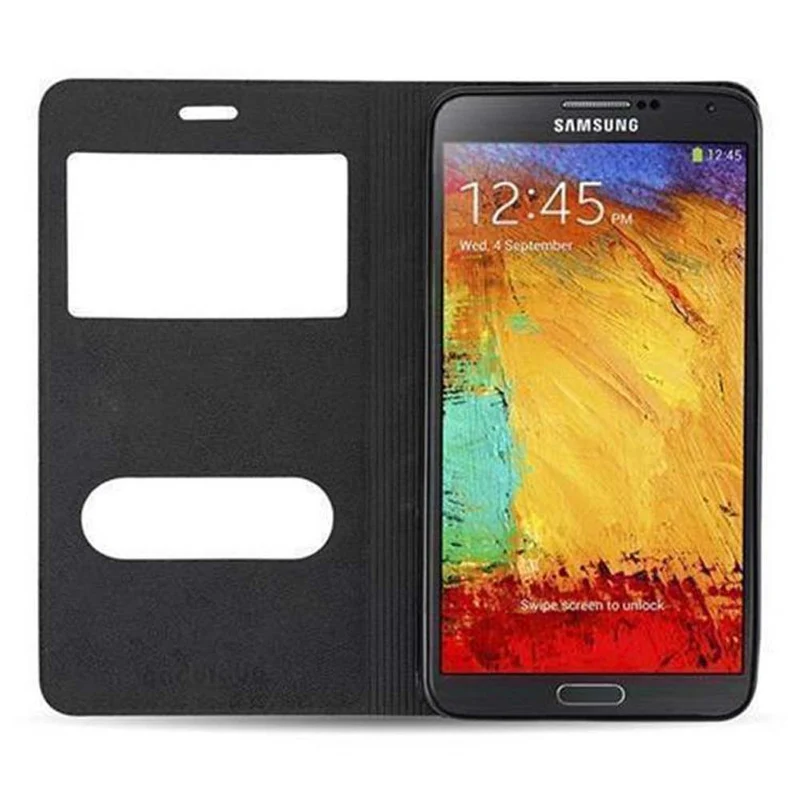 Cadorabo Hülle kompatibel mit Samsung Galaxy NOTE 3 Schutzhülle mit Magnetverschluss, Standfunktion und 2 Sichtfenstern