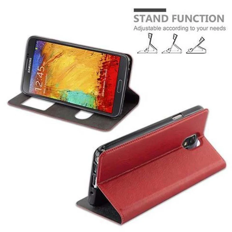 Cadorabo Hülle kompatibel mit Samsung Galaxy NOTE 3 Schutzhülle mit Magnetverschluss, Standfunktion und 2 Sichtfenstern
