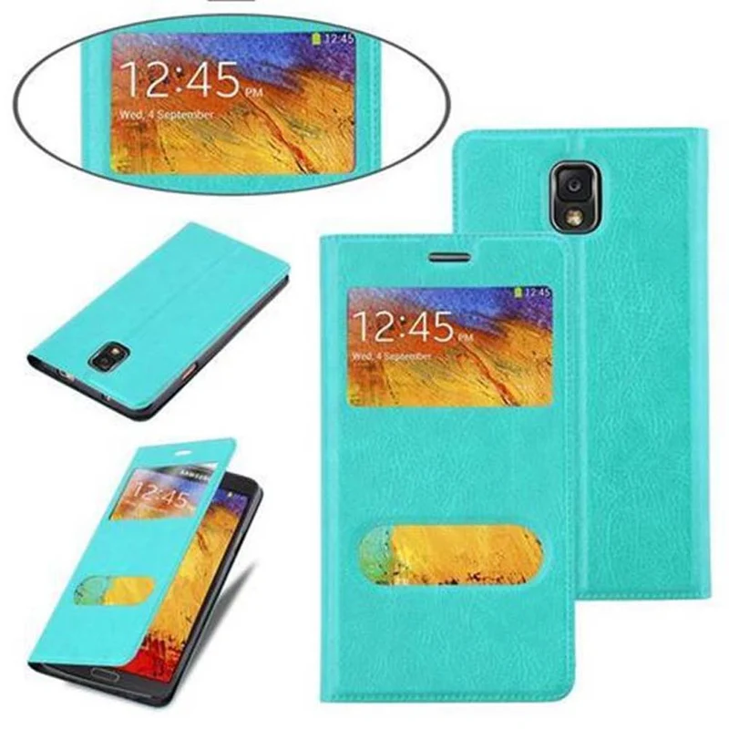 Cadorabo Hülle kompatibel mit Samsung Galaxy NOTE 3 Schutzhülle mit Magnetverschluss, Standfunktion und 2 Sichtfenstern