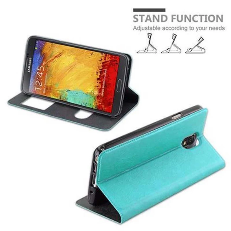 Cadorabo Hülle kompatibel mit Samsung Galaxy NOTE 3 Schutzhülle mit Magnetverschluss, Standfunktion und 2 Sichtfenstern