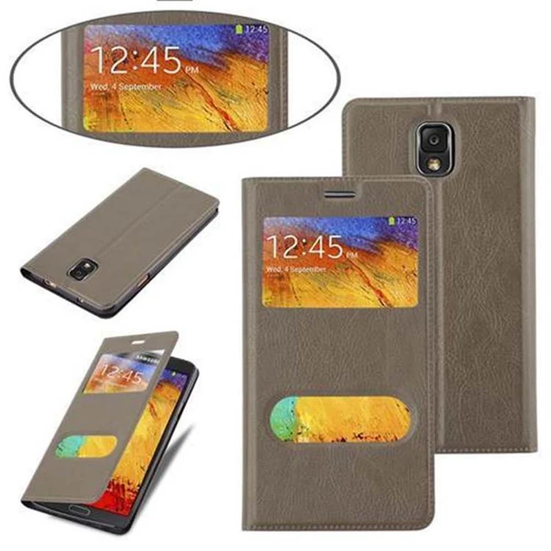 Cadorabo Hülle kompatibel mit Samsung Galaxy NOTE 3 Schutzhülle mit Magnetverschluss, Standfunktion und 2 Sichtfenstern