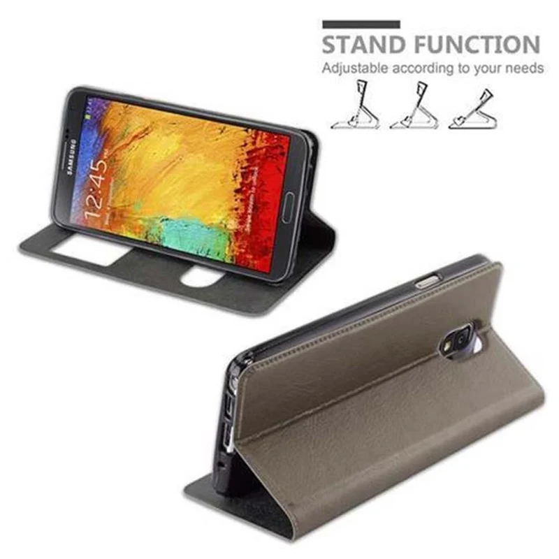Cadorabo Hülle kompatibel mit Samsung Galaxy NOTE 3 Schutzhülle mit Magnetverschluss, Standfunktion und 2 Sichtfenstern