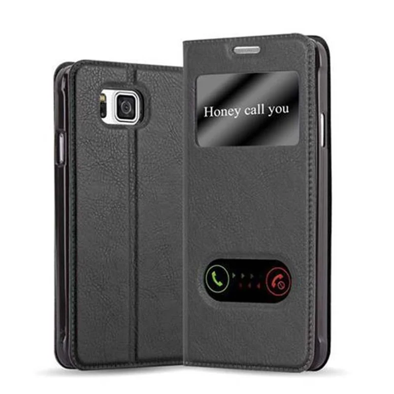 Cadorabo Hülle kompatibel mit Samsung Galaxy ALPHA Schutzhülle mit Magnetverschluss, Standfunktion und 2 Sichtfenstern
