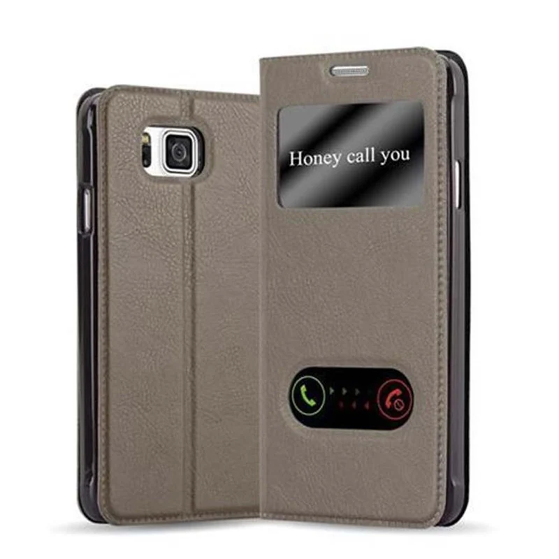 Cadorabo Hülle kompatibel mit Samsung Galaxy ALPHA Schutzhülle mit Magnetverschluss, Standfunktion und 2 Sichtfenstern