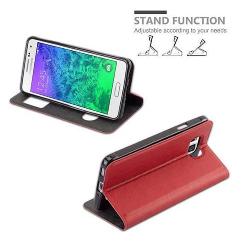 Cadorabo Hülle kompatibel mit Samsung Galaxy ALPHA Schutzhülle mit Magnetverschluss, Standfunktion und 2 Sichtfenstern