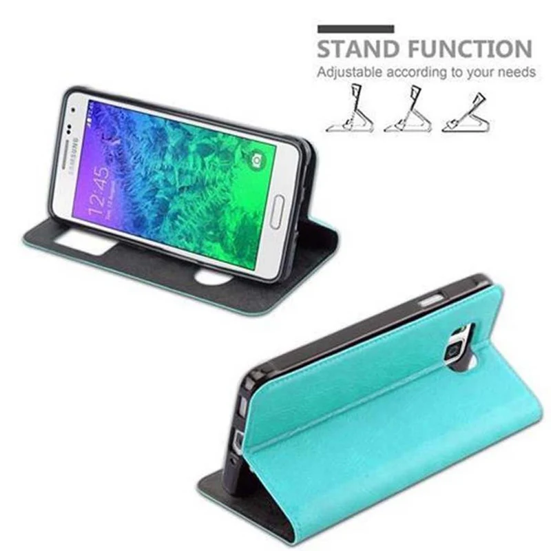 Cadorabo Hülle kompatibel mit Samsung Galaxy ALPHA Schutzhülle mit Magnetverschluss, Standfunktion und 2 Sichtfenstern