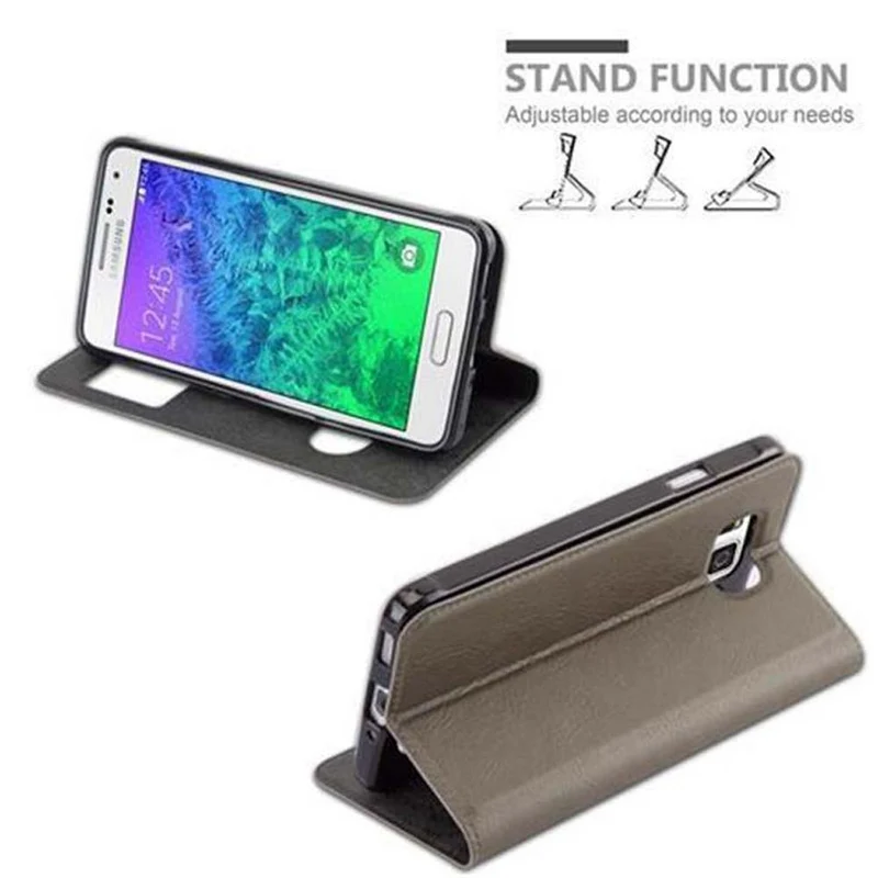 Cadorabo Hülle kompatibel mit Samsung Galaxy ALPHA Schutzhülle mit Magnetverschluss, Standfunktion und 2 Sichtfenstern