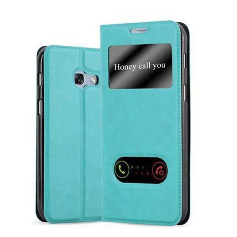 Cadorabo Hülle kompatibel mit Samsung Galaxy A5 2017 Schutzhülle mit Magnetverschluss, Standfunktion und 2 Sichtfenstern