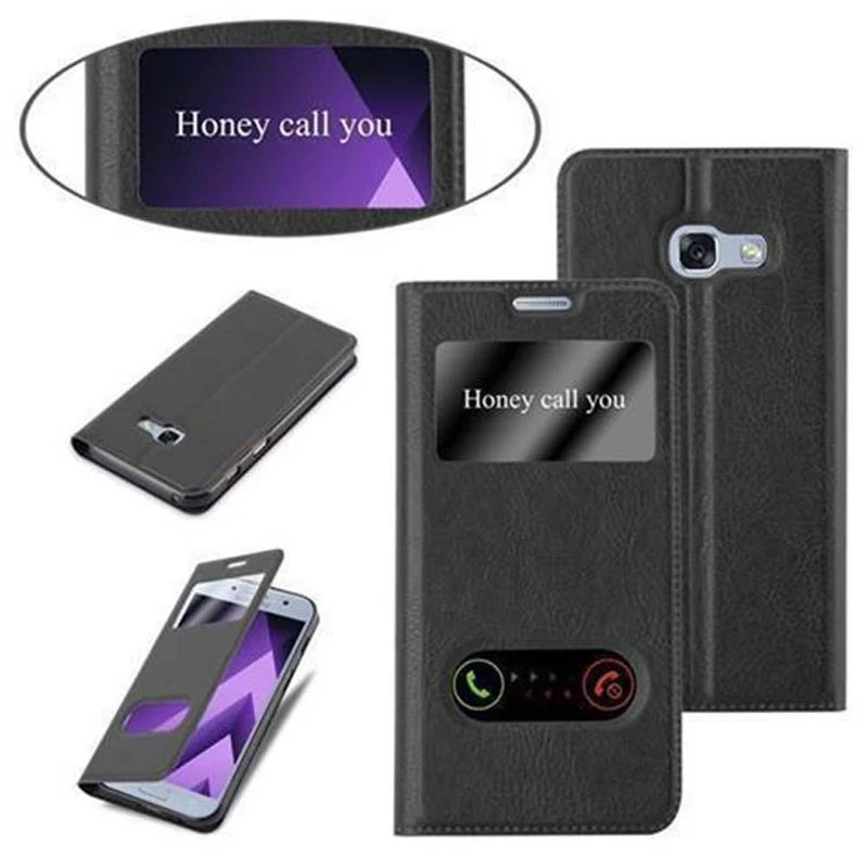 Cadorabo Hülle kompatibel mit Samsung Galaxy A5 2017 Schutzhülle mit Magnetverschluss, Standfunktion und 2 Sichtfenstern