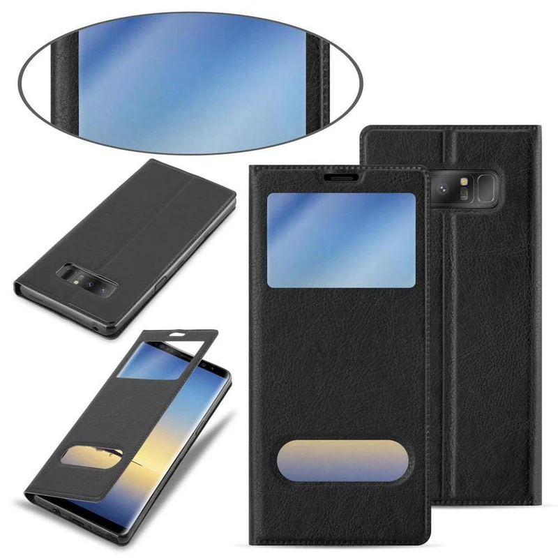 Cadorabo Hülle kompatibel mit Samsung Galaxy NOTE 8 Schutzhülle mit Magnetverschluss, Standfunktion und 2 Sichtfenstern