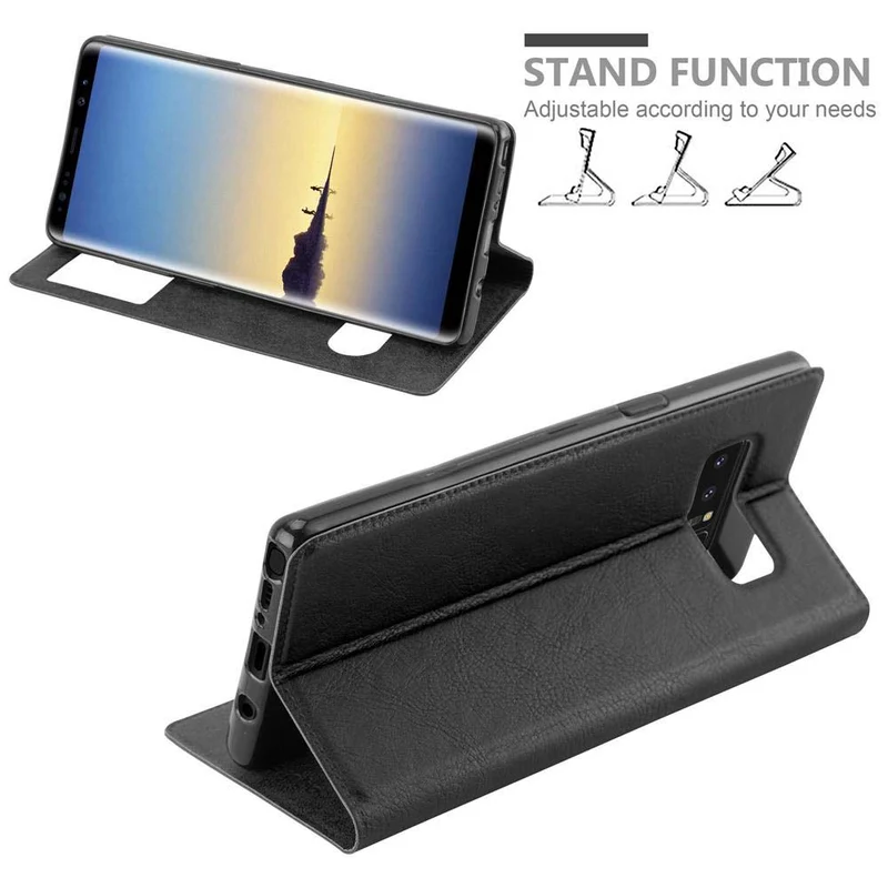 Cadorabo Hülle kompatibel mit Samsung Galaxy NOTE 8 Schutzhülle mit Magnetverschluss, Standfunktion und 2 Sichtfenstern