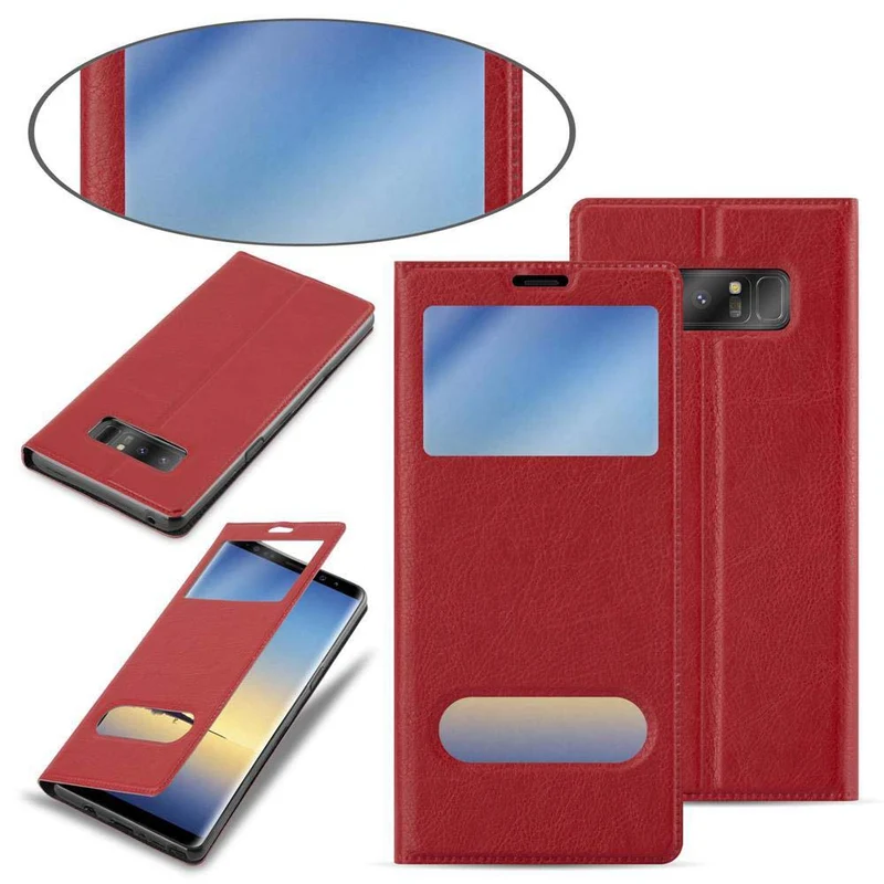 Cadorabo Hülle kompatibel mit Samsung Galaxy NOTE 8 Schutzhülle mit Magnetverschluss, Standfunktion und 2 Sichtfenstern