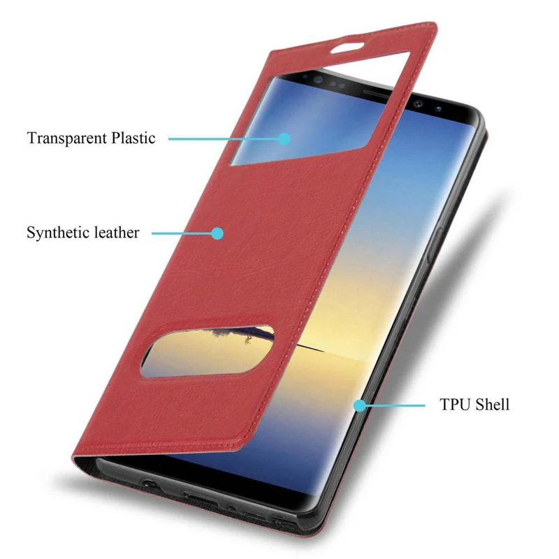 Cadorabo Hülle kompatibel mit Samsung Galaxy NOTE 8 Schutzhülle mit Magnetverschluss, Standfunktion und 2 Sichtfenstern