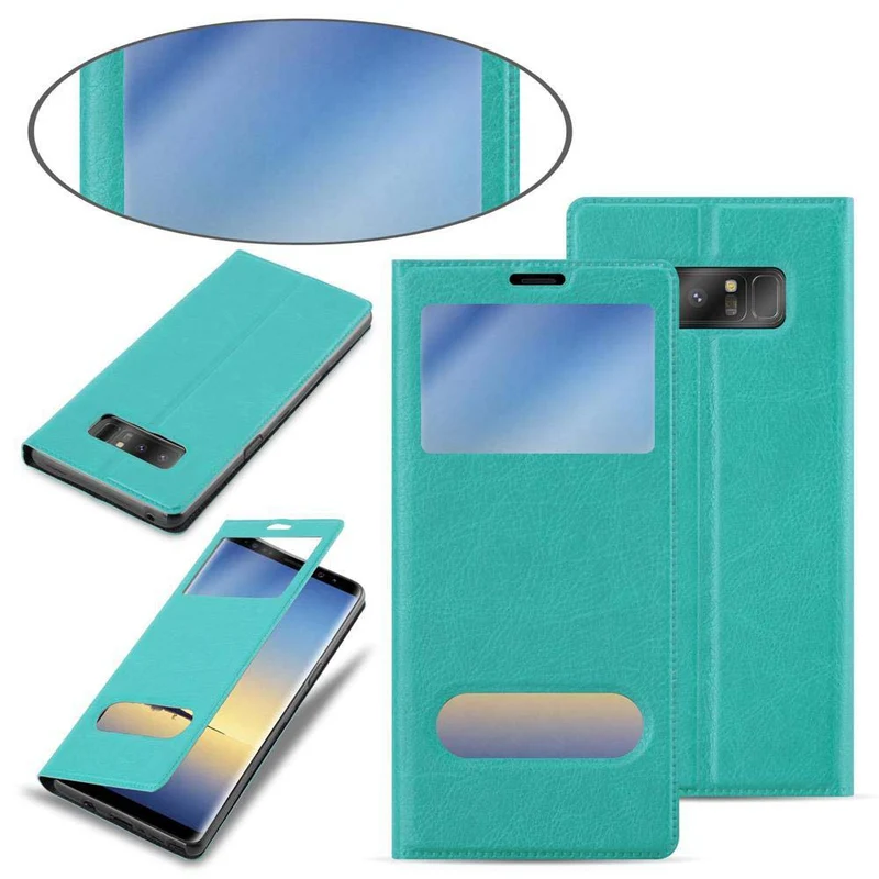 Cadorabo Hülle kompatibel mit Samsung Galaxy NOTE 8 Schutzhülle mit Magnetverschluss, Standfunktion und 2 Sichtfenstern