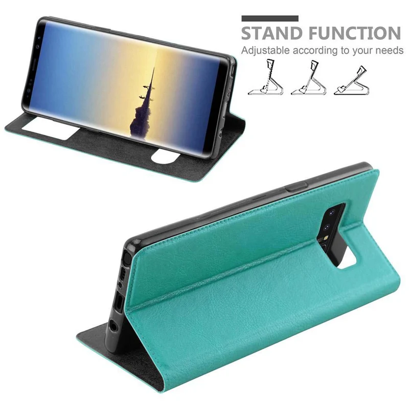 Cadorabo Hülle kompatibel mit Samsung Galaxy NOTE 8 Schutzhülle mit Magnetverschluss, Standfunktion und 2 Sichtfenstern