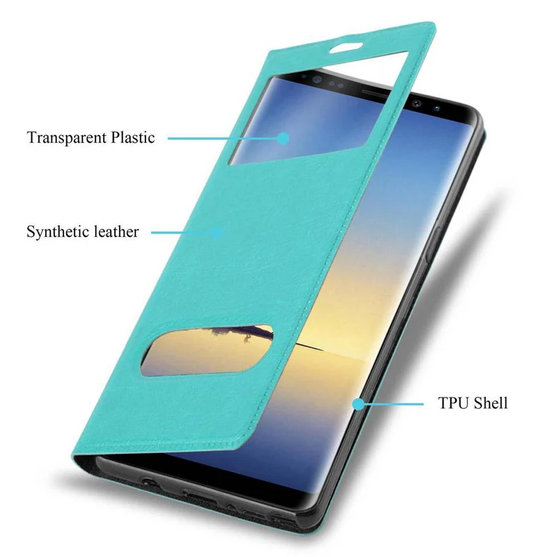 Cadorabo Hülle kompatibel mit Samsung Galaxy NOTE 8 Schutzhülle mit Magnetverschluss, Standfunktion und 2 Sichtfenstern