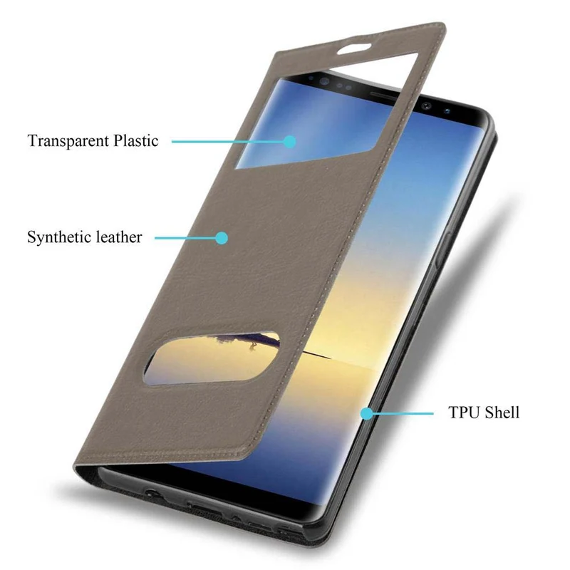 Cadorabo Hülle kompatibel mit Samsung Galaxy NOTE 8 Schutzhülle mit Magnetverschluss, Standfunktion und 2 Sichtfenstern