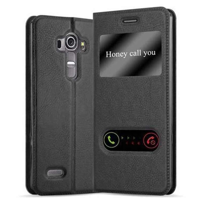 Cadorabo Hülle kompatibel mit LG G4 / G4 PLUS Schutzhülle mit Magnetverschluss, Standfunktion und 2 Sichtfenstern