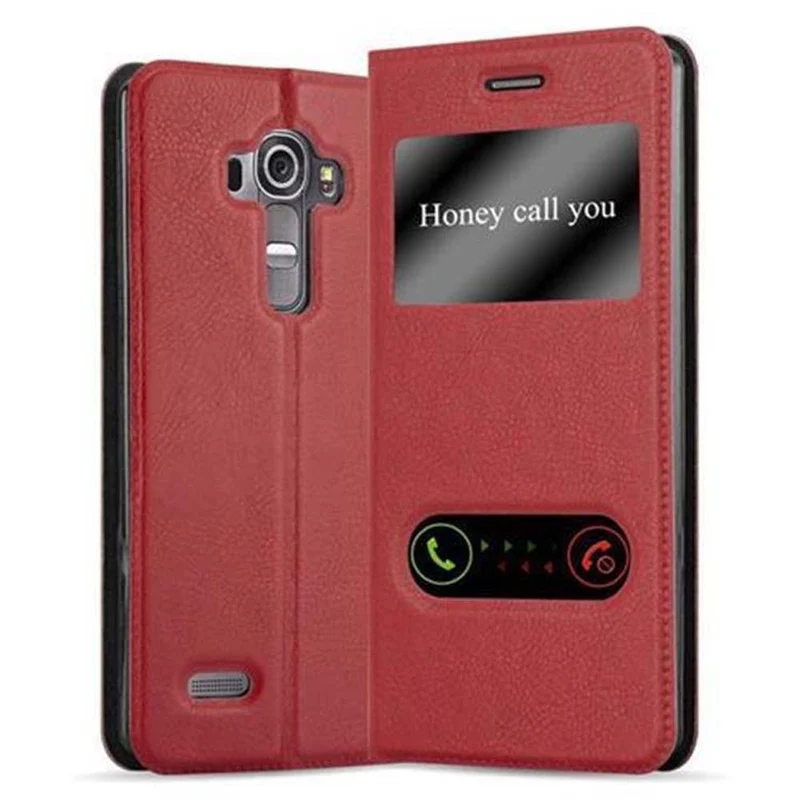 Cadorabo Hülle kompatibel mit LG G4 / G4 PLUS Schutzhülle mit Magnetverschluss, Standfunktion und 2 Sichtfenstern
