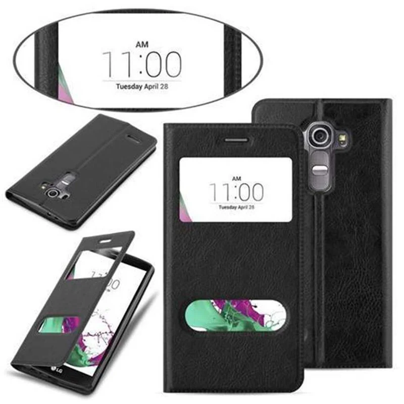 Cadorabo Hülle kompatibel mit LG G4 / G4 PLUS Schutzhülle mit Magnetverschluss, Standfunktion und 2 Sichtfenstern