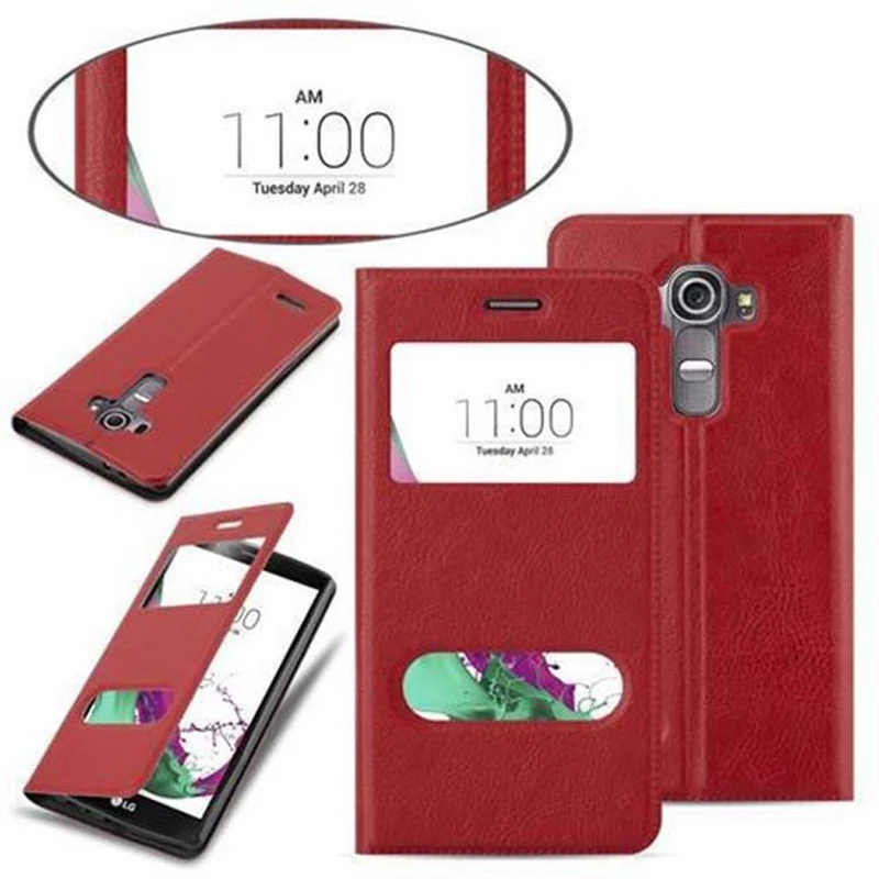 Cadorabo Hülle kompatibel mit LG G4 / G4 PLUS Schutzhülle mit Magnetverschluss, Standfunktion und 2 Sichtfenstern
