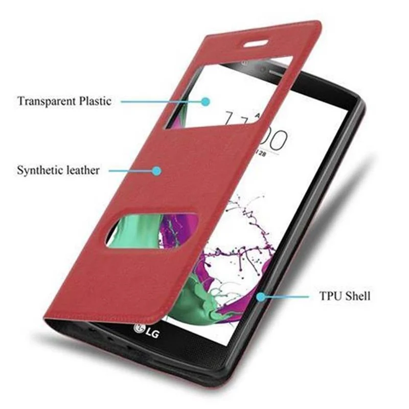 Cadorabo Hülle kompatibel mit LG G4 / G4 PLUS Schutzhülle mit Magnetverschluss, Standfunktion und 2 Sichtfenstern