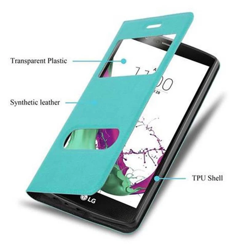 Cadorabo Hülle kompatibel mit LG G4 / G4 PLUS Schutzhülle mit Magnetverschluss, Standfunktion und 2 Sichtfenstern