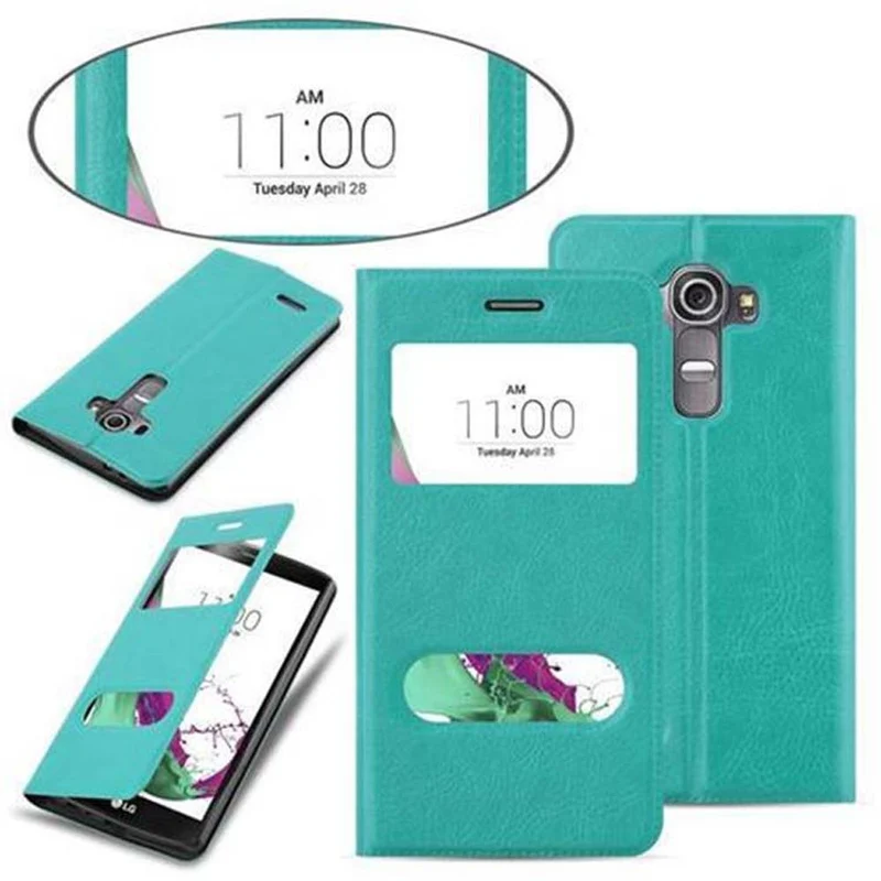 Cadorabo Hülle kompatibel mit LG G4 / G4 PLUS Schutzhülle mit Magnetverschluss, Standfunktion und 2 Sichtfenstern