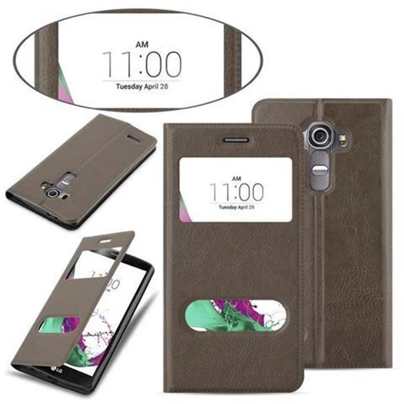 Cadorabo Hülle kompatibel mit LG G4 / G4 PLUS Schutzhülle mit Magnetverschluss, Standfunktion und 2 Sichtfenstern