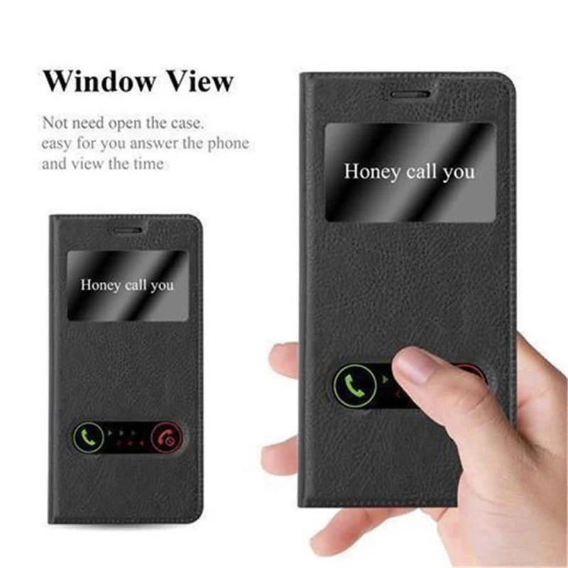 Cadorabo Hülle kompatibel mit Nokia 5 2017 Schutzhülle mit Magnetverschluss, Standfunktion und 2 Sichtfenstern